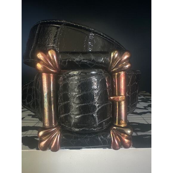 Vintage Barry Kieseltein - Cord Alligator belt Sterling Gold unisex 1986 main image 9